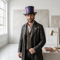 Unleash Your Alternative Style Handmade Purple Leather Steampunk Top Hat
