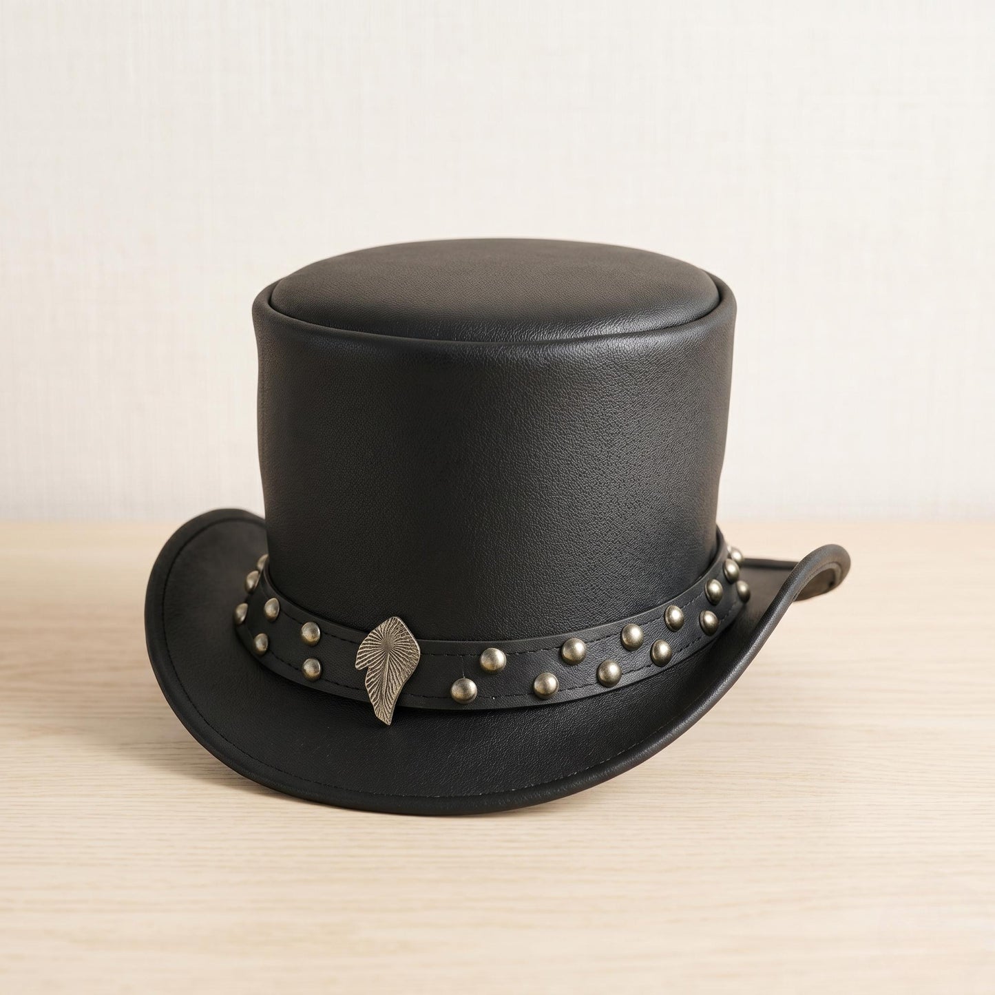 Handcrafted Steampunk Leather Top Hat – Distressed Gothic Festival Headwear