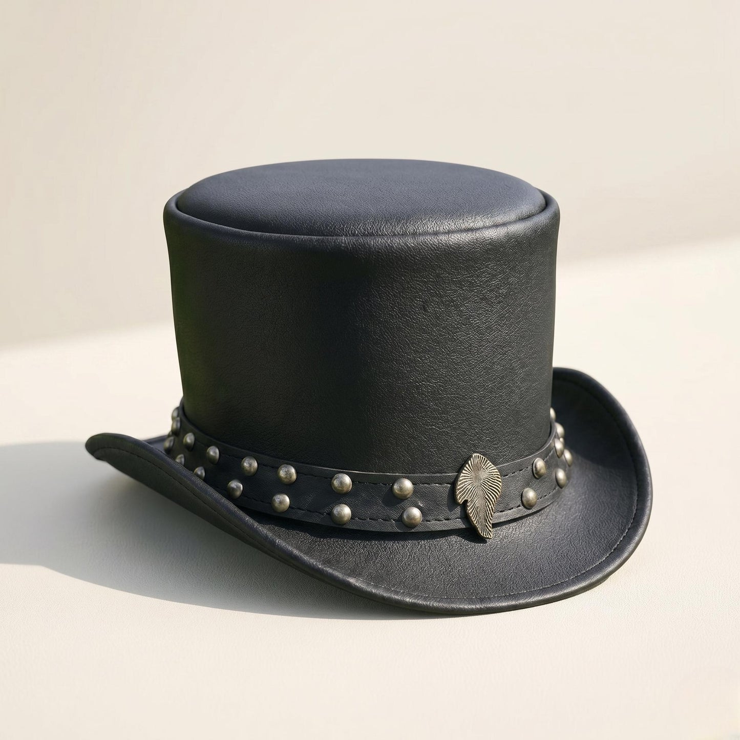 Handcrafted Steampunk Leather Top Hat – Distressed Gothic Festival Headwear