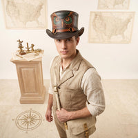 Stand Out in Style: Handmade Owl Leather Top Hat