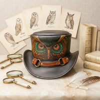 Stand Out in Style: Handmade Owl Leather Top Hat