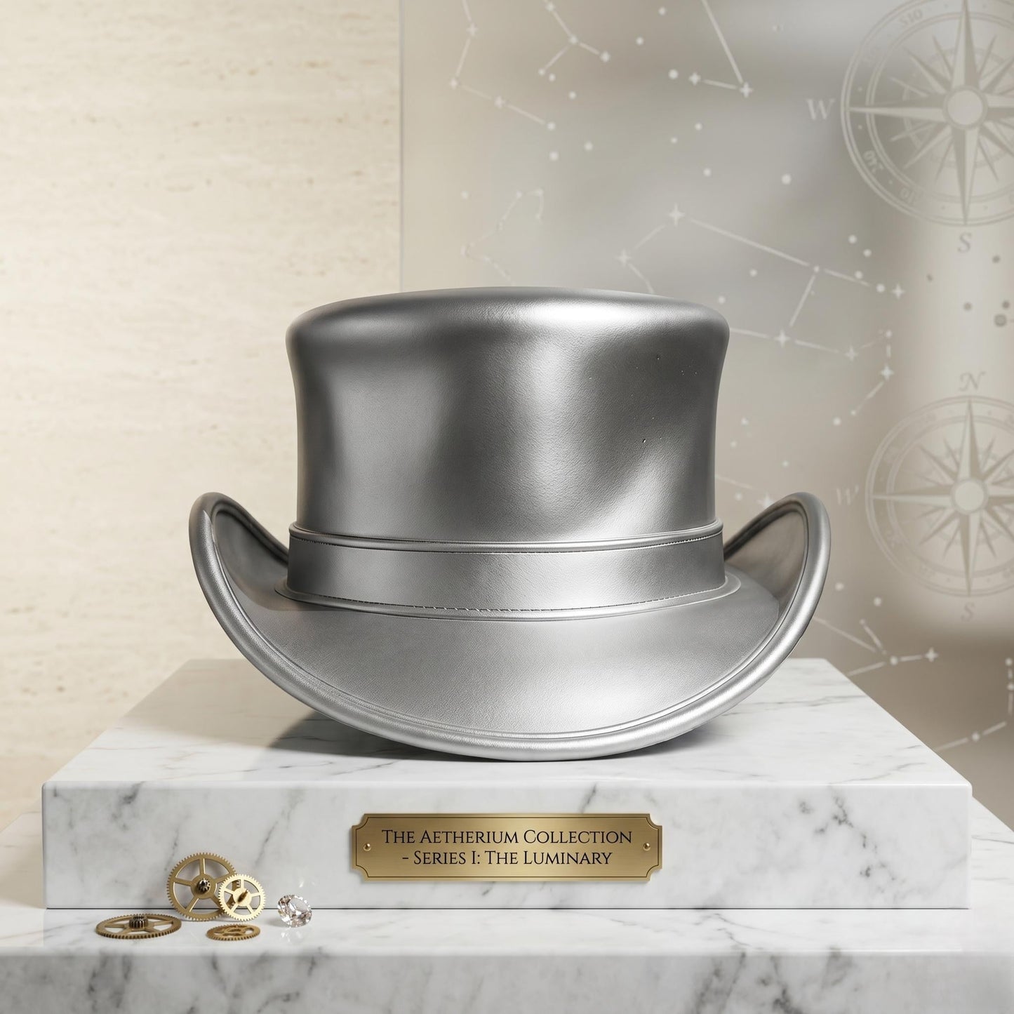 Elevate Your Look: Metallic Silver Steampunk Top Hat for Cosplay & Theater