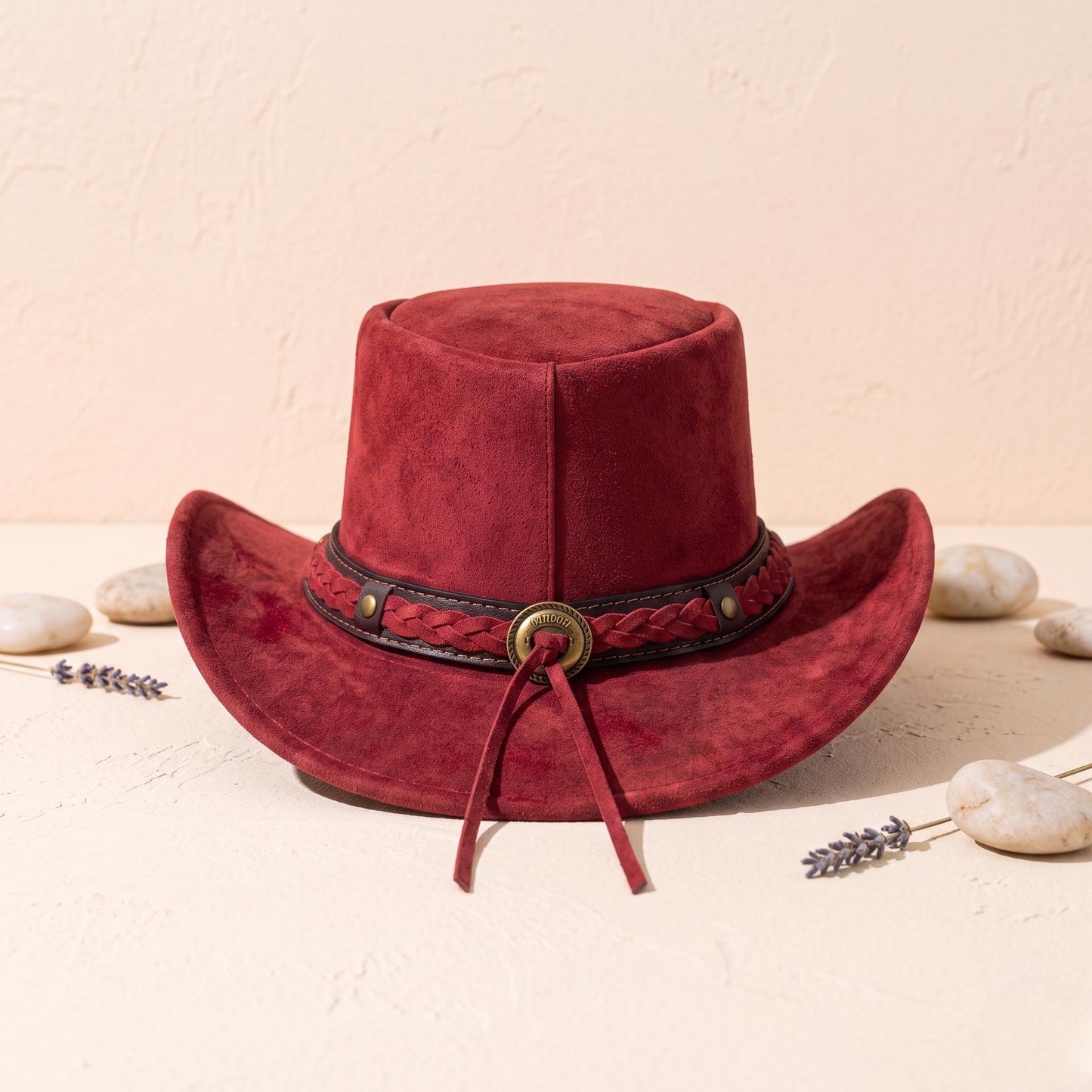 Red Suede Steampunk Cowboy Hat – Bold Alternative Fashion Headwear