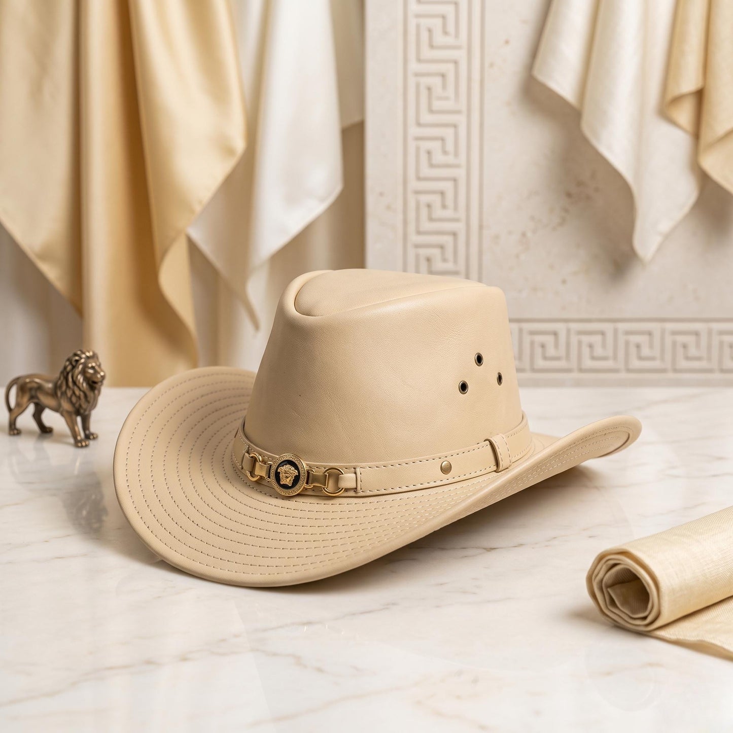 Beige Leather Cowboy Hat – Authentic Western Luxury