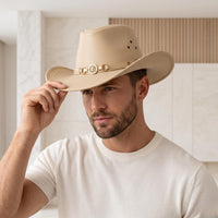 Beige Leather Cowboy Hat – Authentic Western Luxury