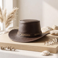 Brown Leather Cowboy Hat – Vintage Western Ranch Style