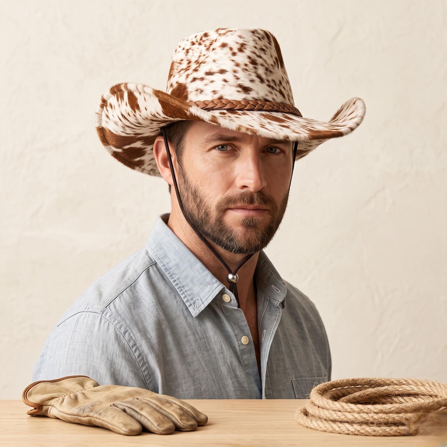 Handmade Cowhide Cowboy Hat | Genuine Hair-on-Hide Western Rodeo Style