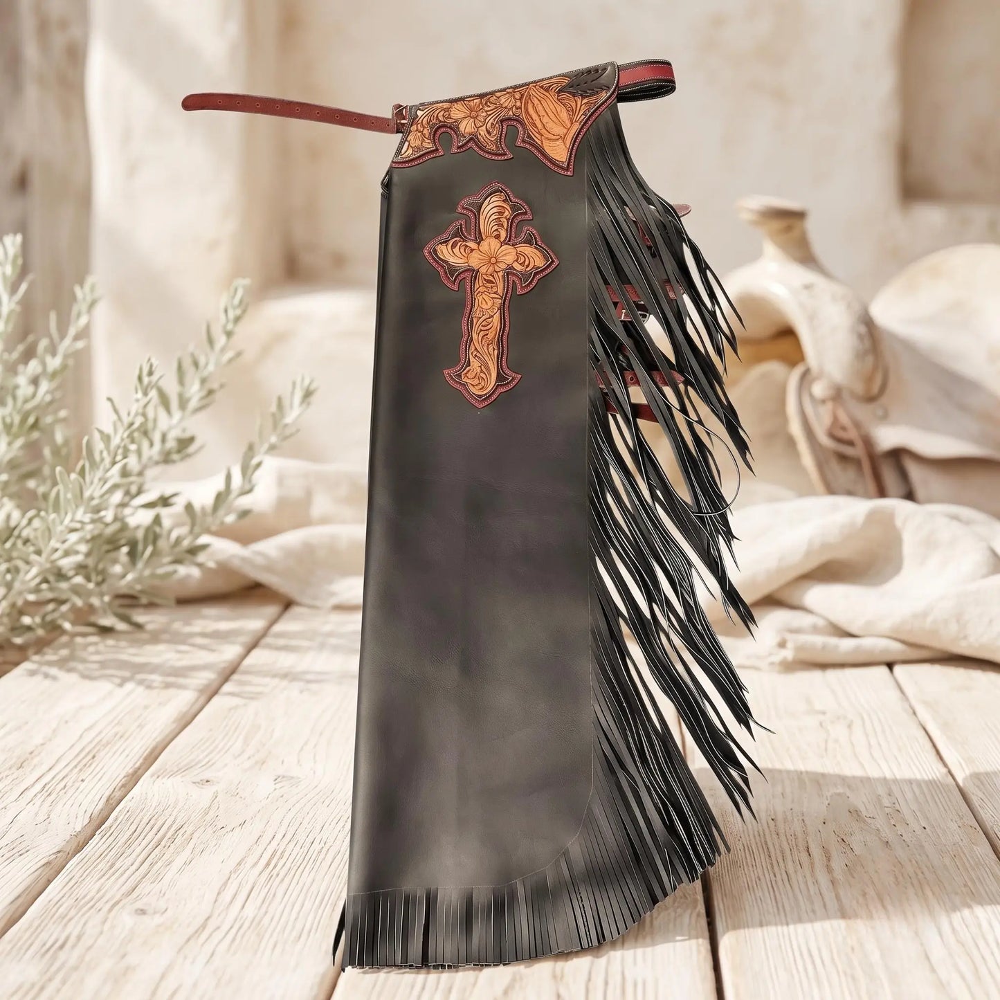 Hand-Tooled Leather Rodeo Chaps – Western Show & Bull Riding Gear
