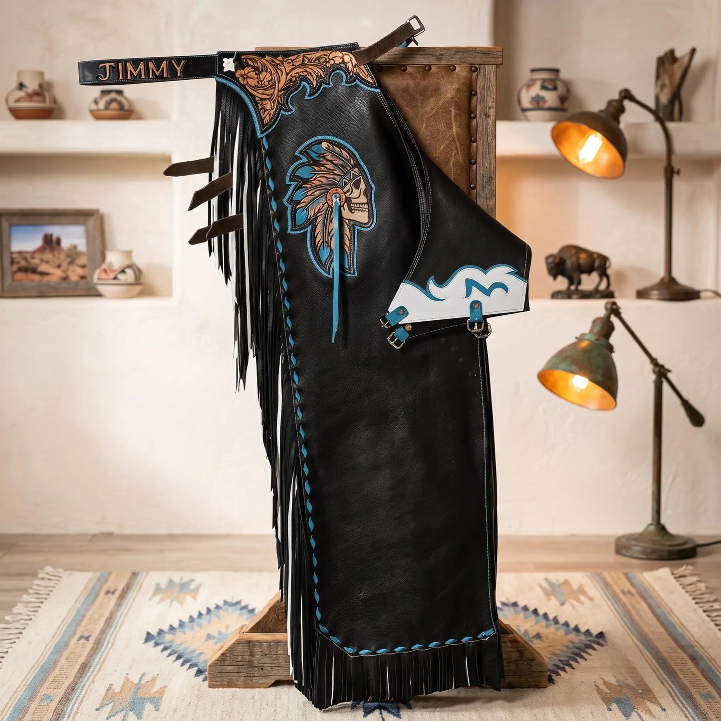 Hand-Tooled Leather Rodeo Chaps | Western Show & Bull Riding Gear