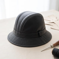 Black Leather Bucket Hat – Genuine Leather Streetwear Cap