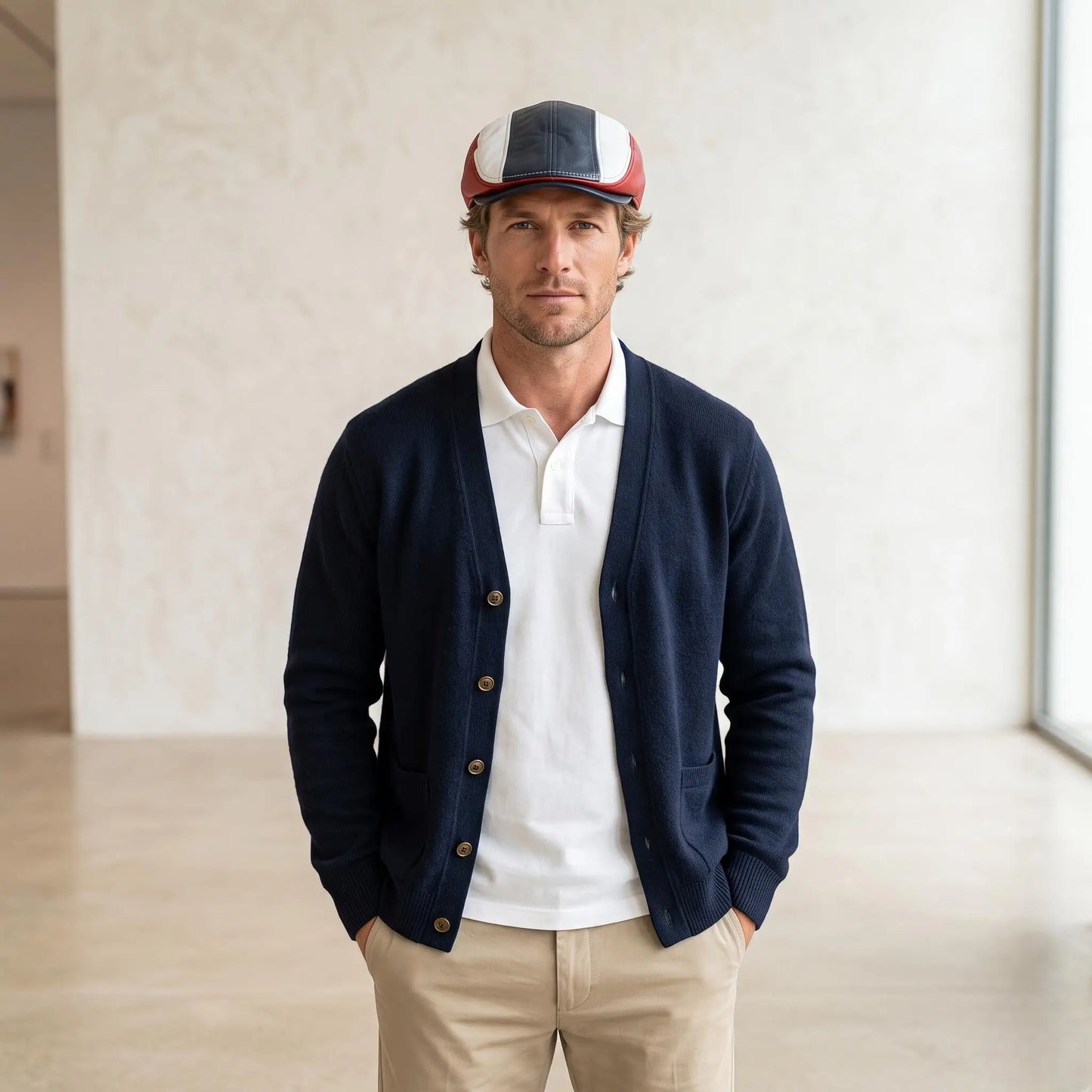 Mens Leather Flat Cap | Vintage Newsboy Ivy Driving Hat