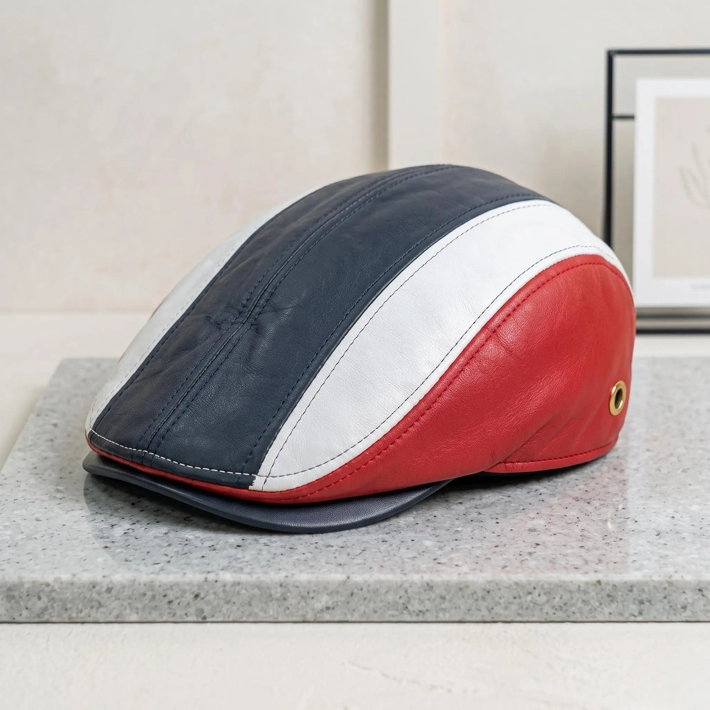 Mens Leather Flat Cap | Vintage Newsboy Ivy Driving Hat