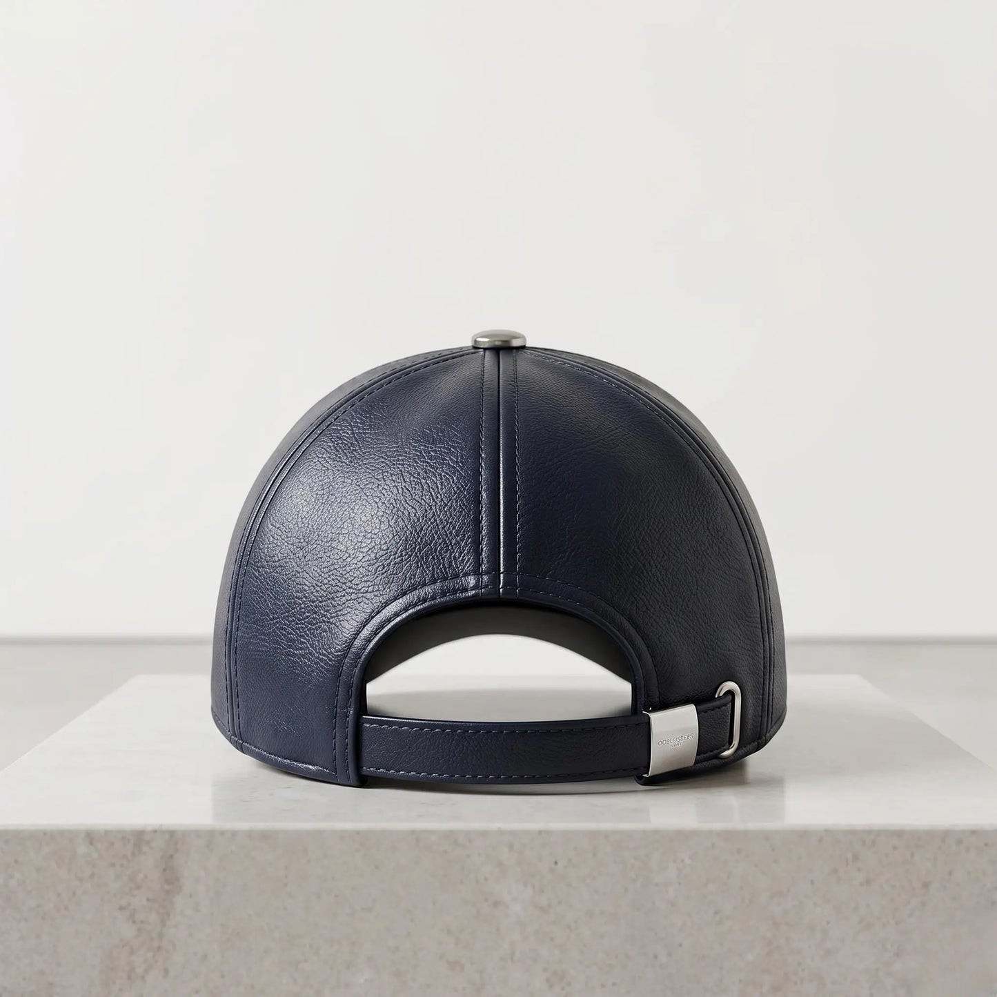 Navy Blue Faux Leather Baseball Cap | Modern Unisex Streetwear