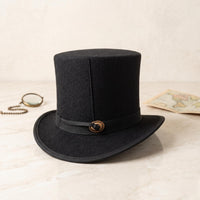 Elegant Black Wool Felt Top Hat – Classic Formal & Vintage Style