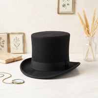 Elegant Black Wool Felt Top Hat – Classic Formal & Vintage Style