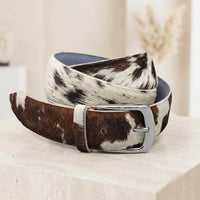 Handmade Genuine Hair-On Cowhide Leather Belt – Authentic Western Style