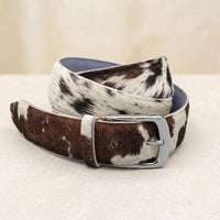 Handmade Genuine Hair-On Cowhide Leather Belt – Authentic Western Style