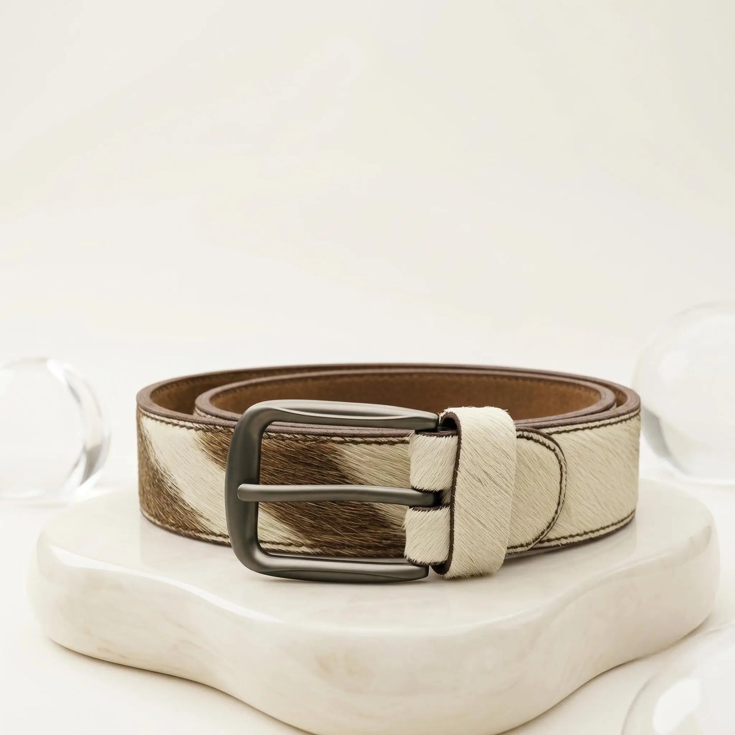 Crafted by Nature: Genuine Cowhide Hair-on Leather Belt