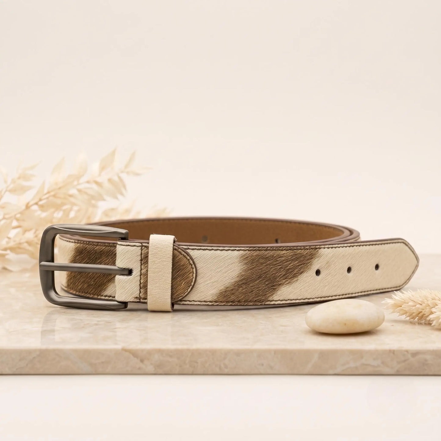 Crafted by Nature: Genuine Cowhide Hair-on Leather Belt