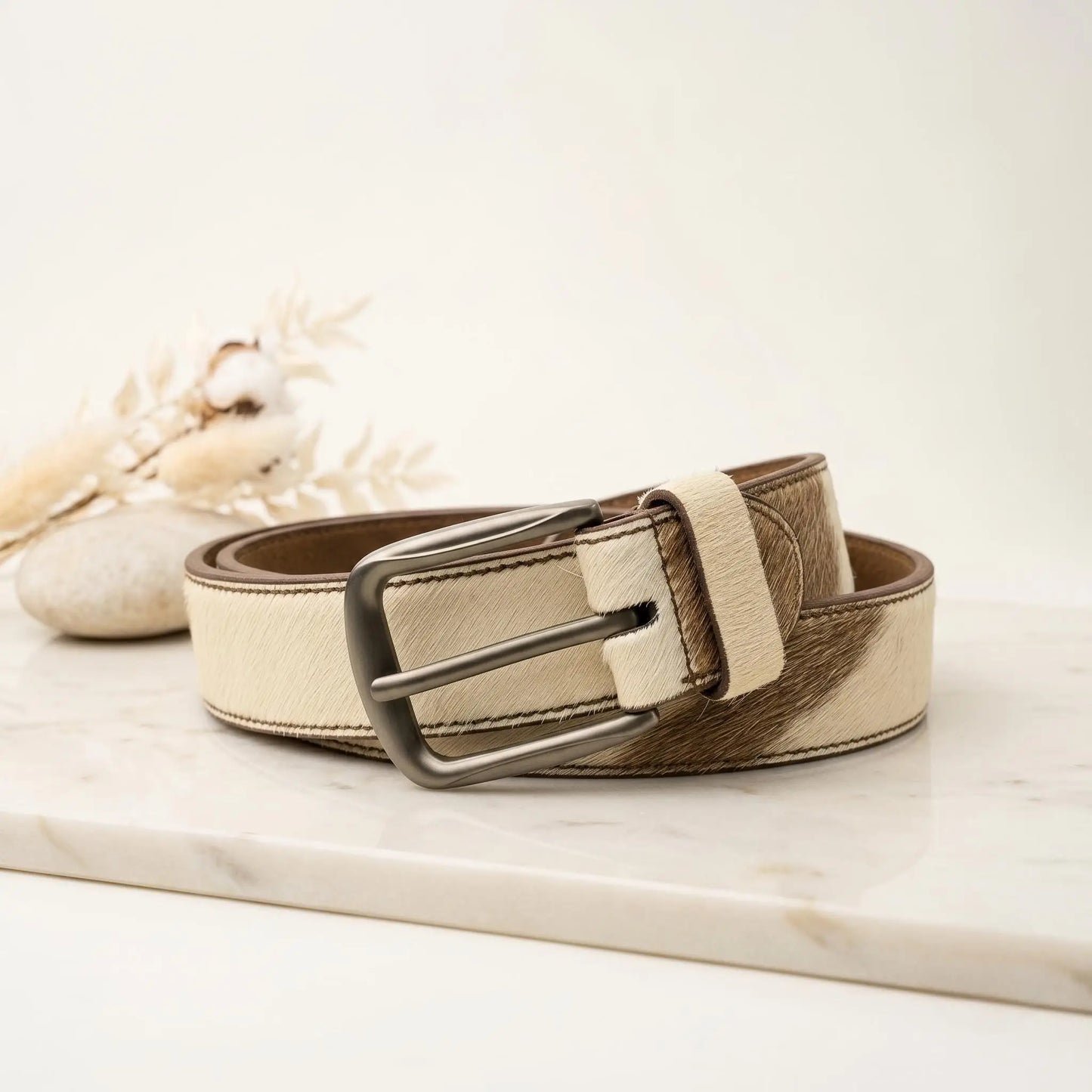 Crafted by Nature: Genuine Cowhide Hair-on Leather Belt