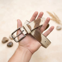 Crafted by Nature: Genuine Cowhide Hair-on Leather Belt