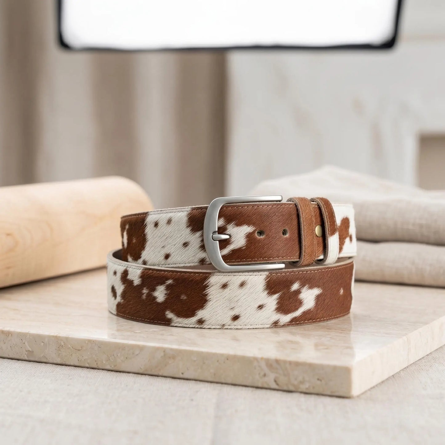 Handmade Hair-On Cowhide Leather Belt | Authentic Western Full-Grain Style