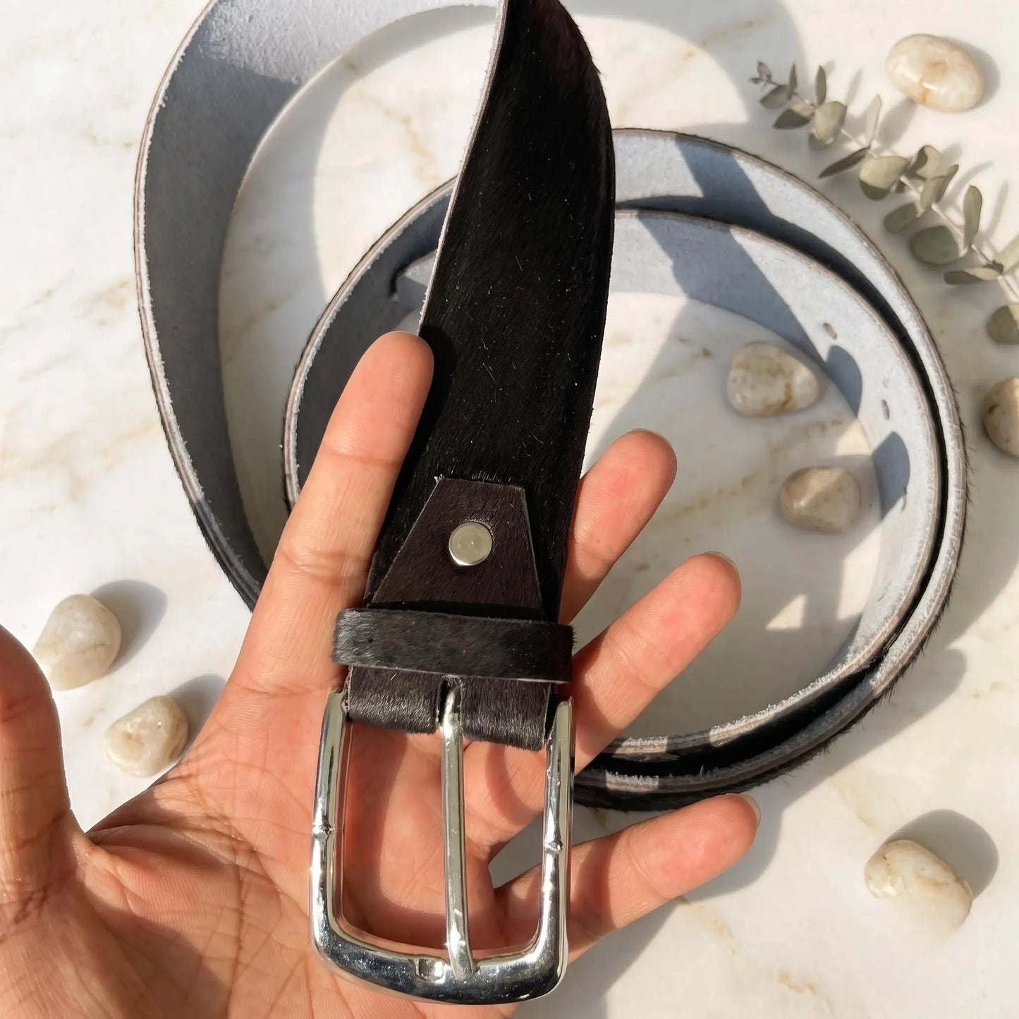 Men’s Black Leather Belt – Classic Cowhide Dress & Casual Belt