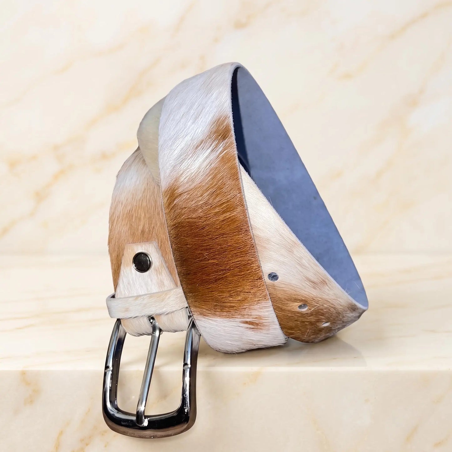 Genuine Hair-On Cowhide Leather Belt – Authentic Western Style