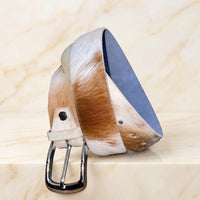 Genuine Hair-On Cowhide Leather Belt – Authentic Western Style