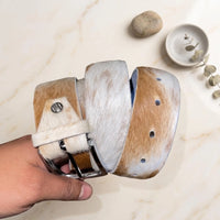 Genuine Hair-On Cowhide Leather Belt – Authentic Western Style