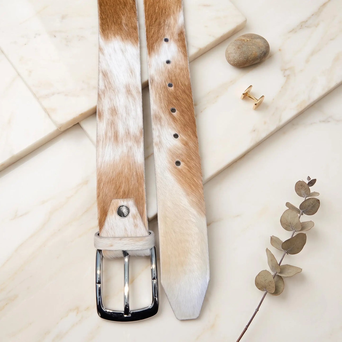 Genuine Hair-On Cowhide Leather Belt – Authentic Western Style