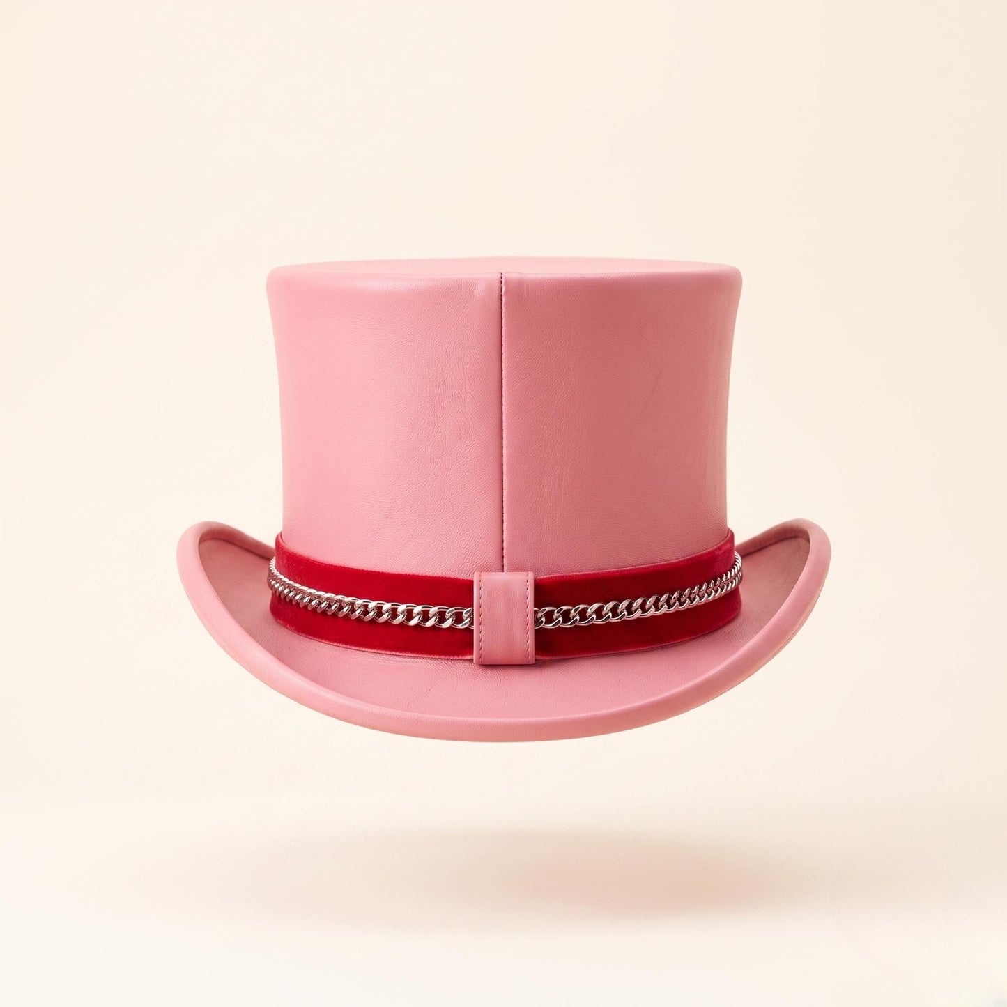 Command Attention: Handmade Pink Leather Top Hat