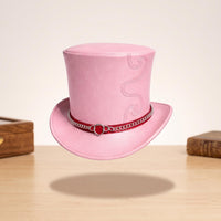 Command Attention: Handmade Pink Leather Top Hat