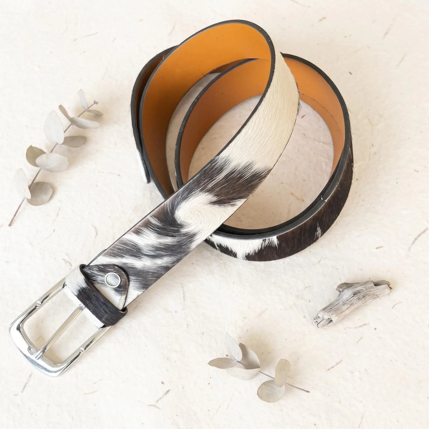 Genuine Cowhide Hair-on-Hide Western Leather Belt