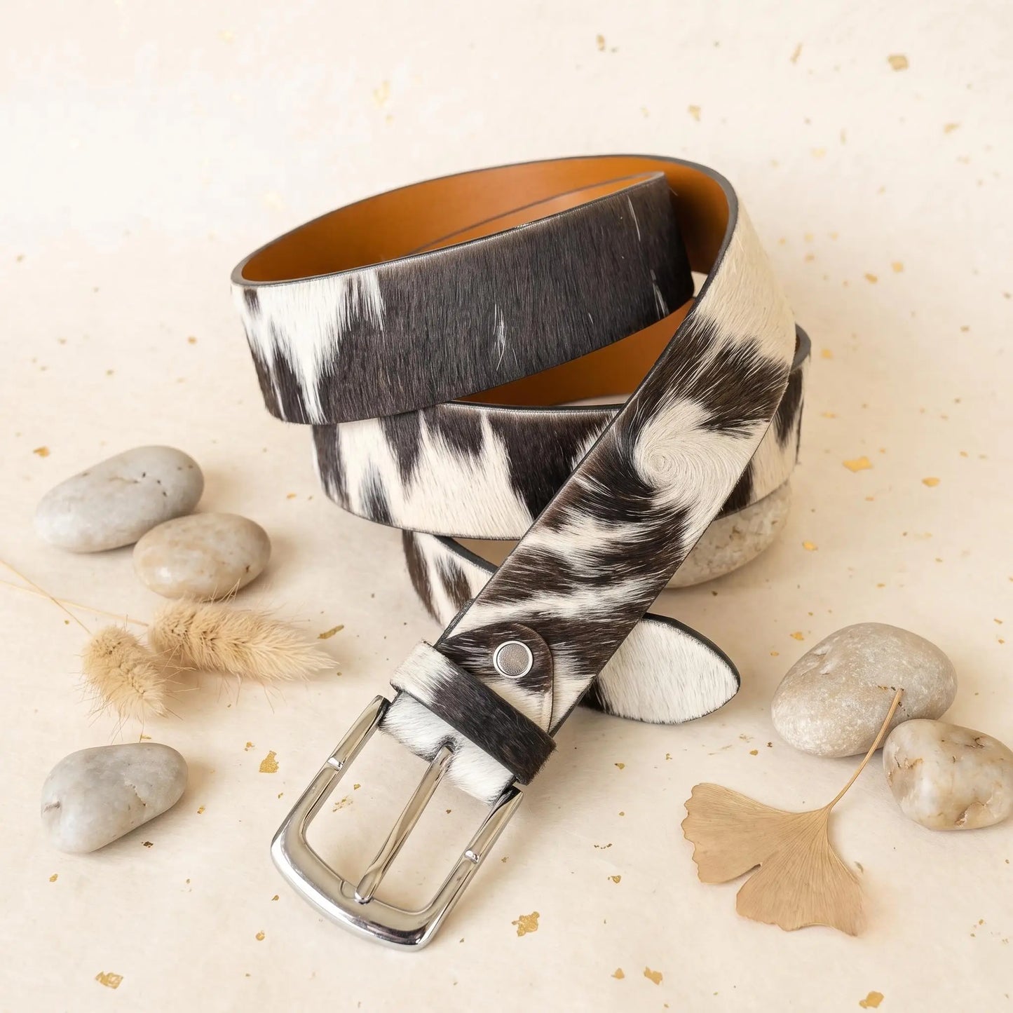 Genuine Cowhide Hair-on-Hide Western Leather Belt