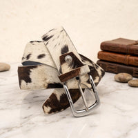 Genuine Cowhide Leather Belt – Handcrafted Western Hair-On Pony Skin Fashion Belt for Men & Women