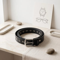 Unbridled Attitude: Handcrafted Skull Studded Leather Belt
