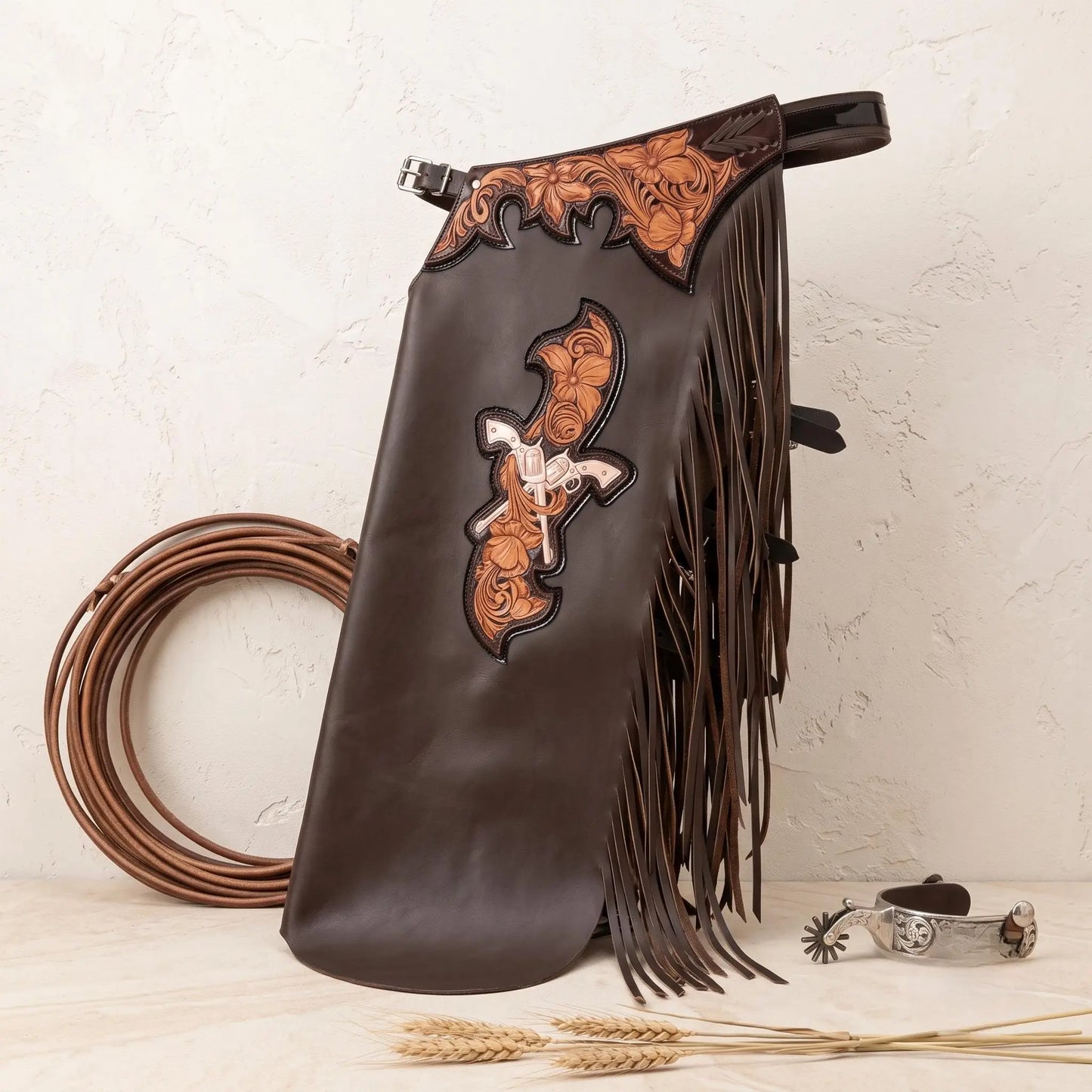 Handcrafted Leather Rodeo Chaps | Western Cowboy Bull Riding Gear
