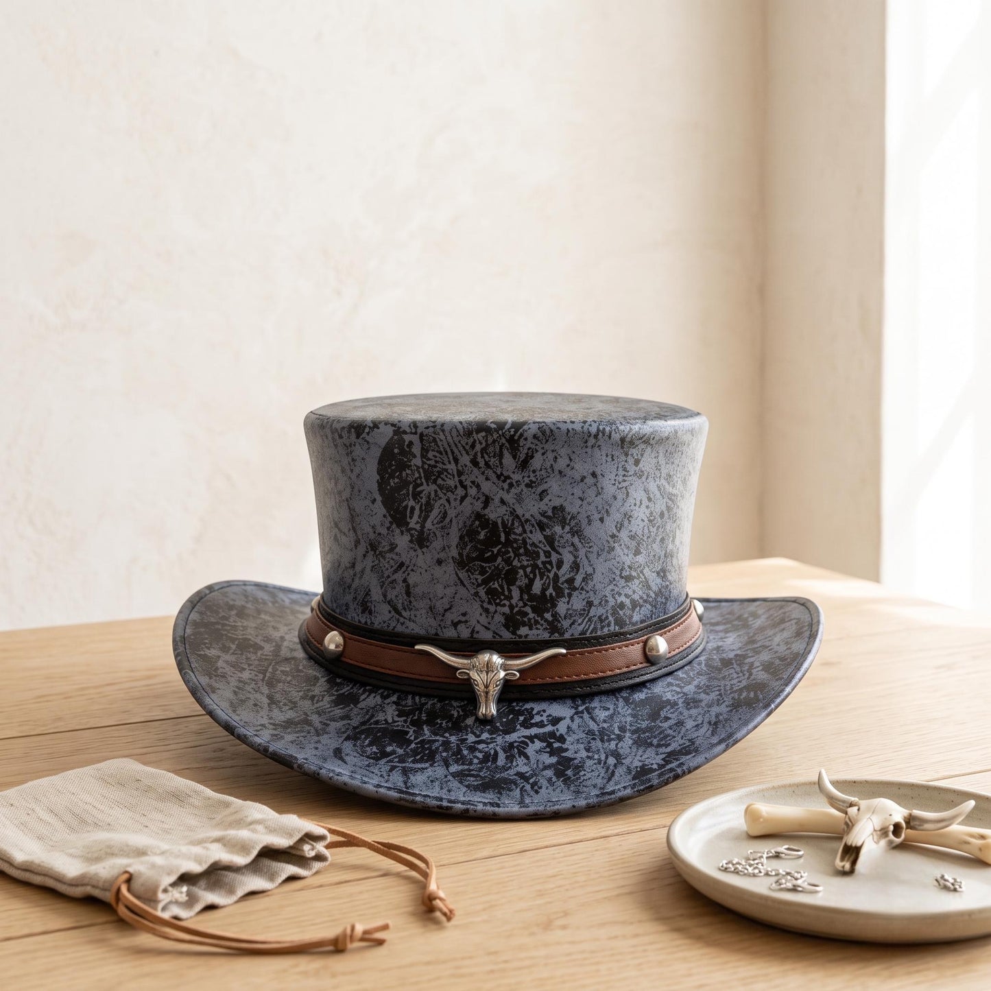 Handmade Distressed Western Top Hat – Rugged Artisan Style