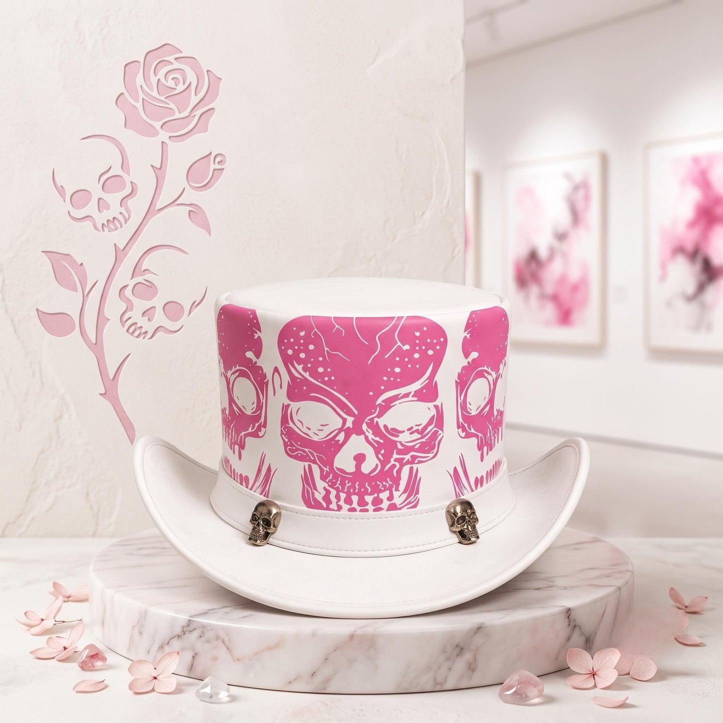 Unleash Your Style: Pink Skull Gothic Top Hat