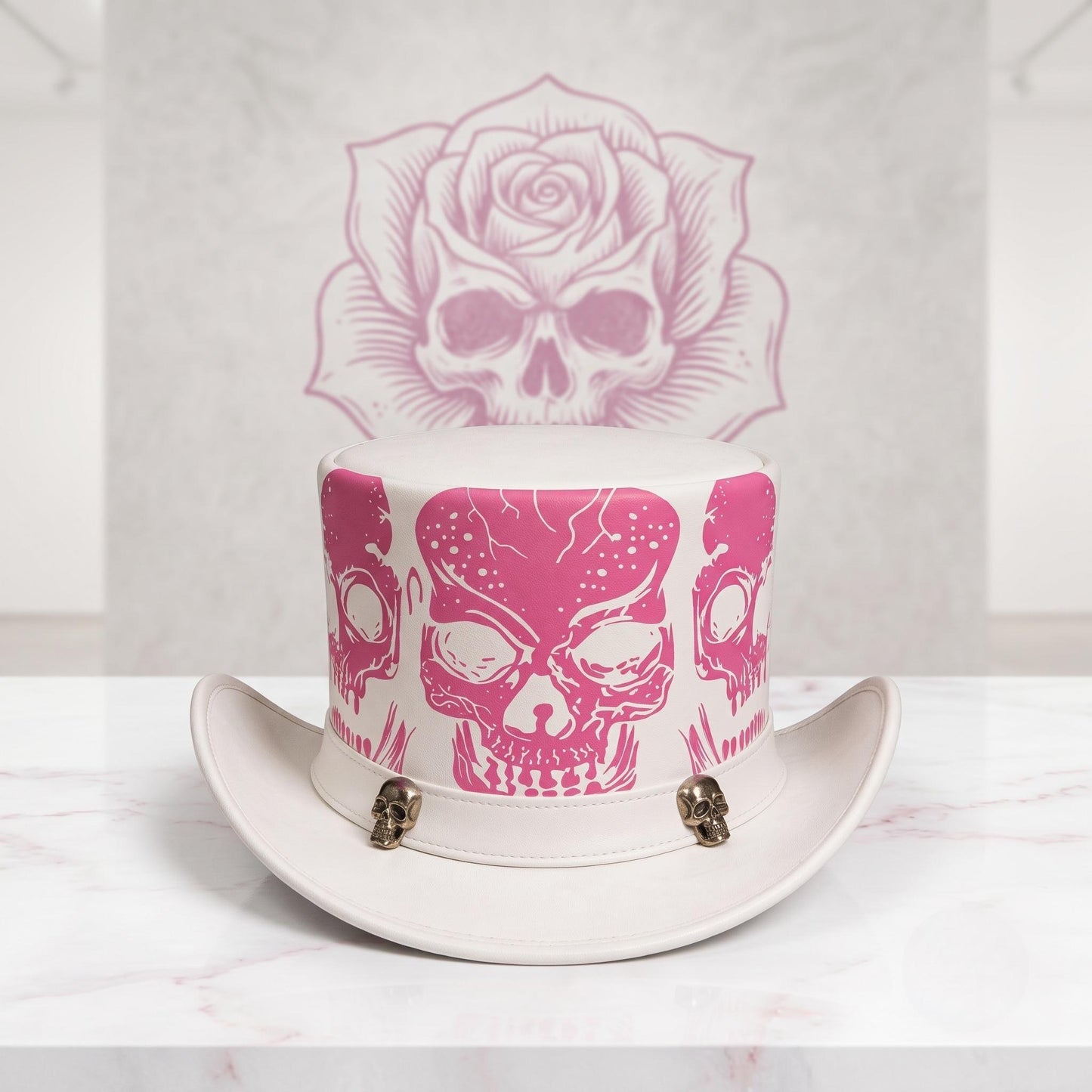 Unleash Your Style: Pink Skull Gothic Top Hat