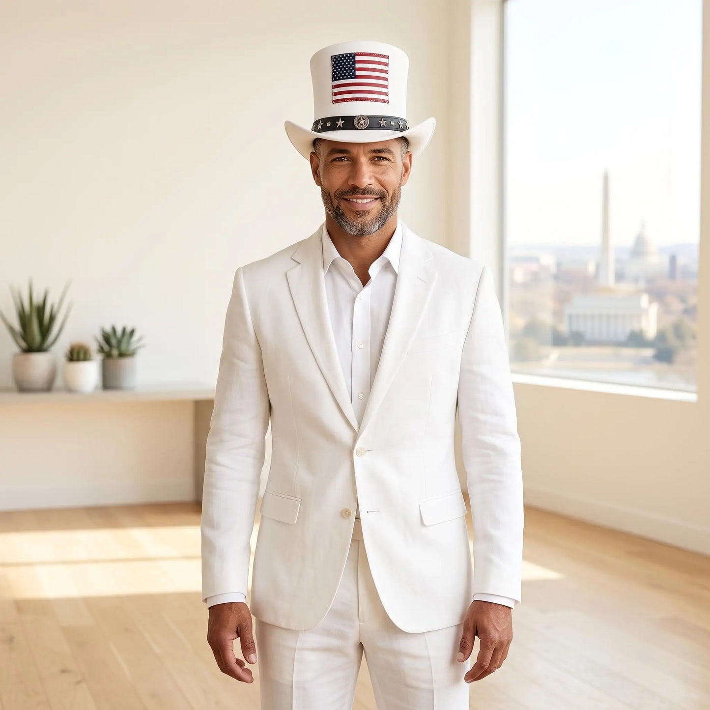 Handmade American Flag Patriotic Top Hat – Western Style Statement Piece