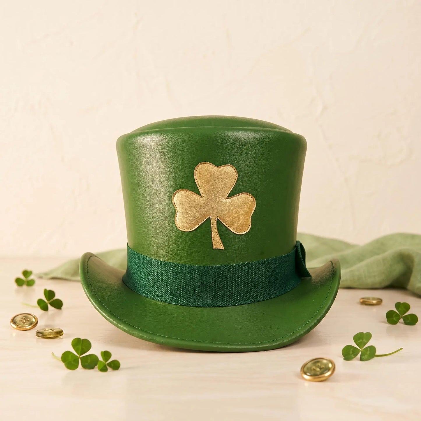 Handmade Green Leather Leprechaun Top Hat – St. Patrick’s Day Accessory