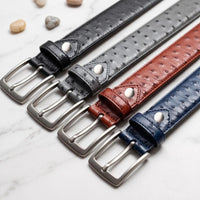 Elevate Your Style: Exotic Ostrich-Emossed Leather Belt Collection