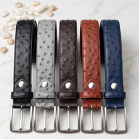 Elevate Your Style: Exotic Ostrich-Emossed Leather Belt Collection