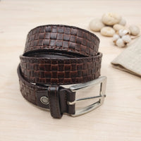 Men’s Embossed Crocodile Leather Belt | Classic Black & Rich Brown