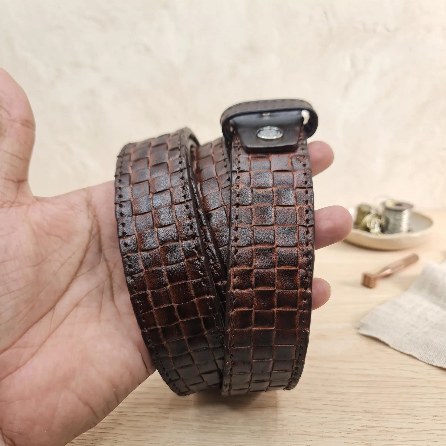Men’s Embossed Crocodile Leather Belt | Classic Black & Rich Brown
