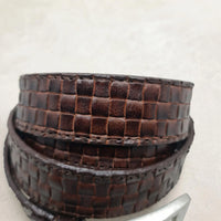 Men’s Embossed Crocodile Leather Belt | Classic Black & Rich Brown