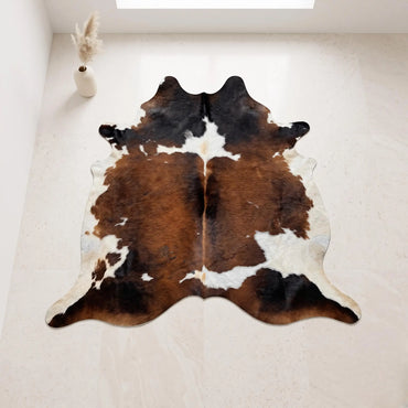 Special Brown and White Tricolor Cowhide Rug | Handmade Area Rug
