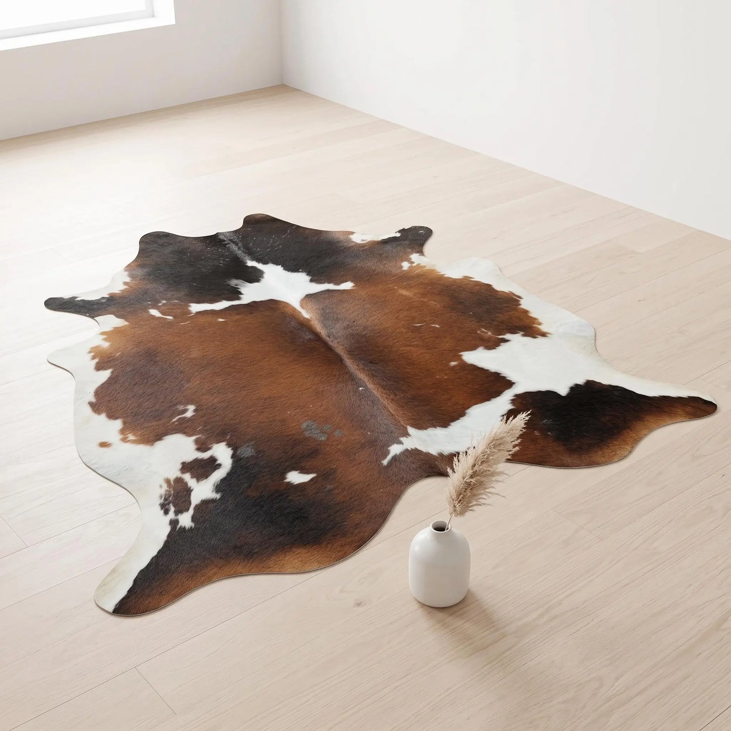 Special Brown and White Tricolor Cowhide Rug | Handmade Area Rug